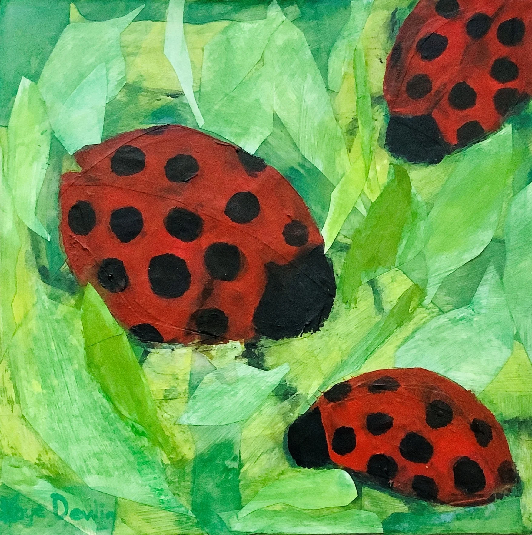 Kaye Devlin, Very Lovely Ladybirds, 2026, hand coloured cut paper collage