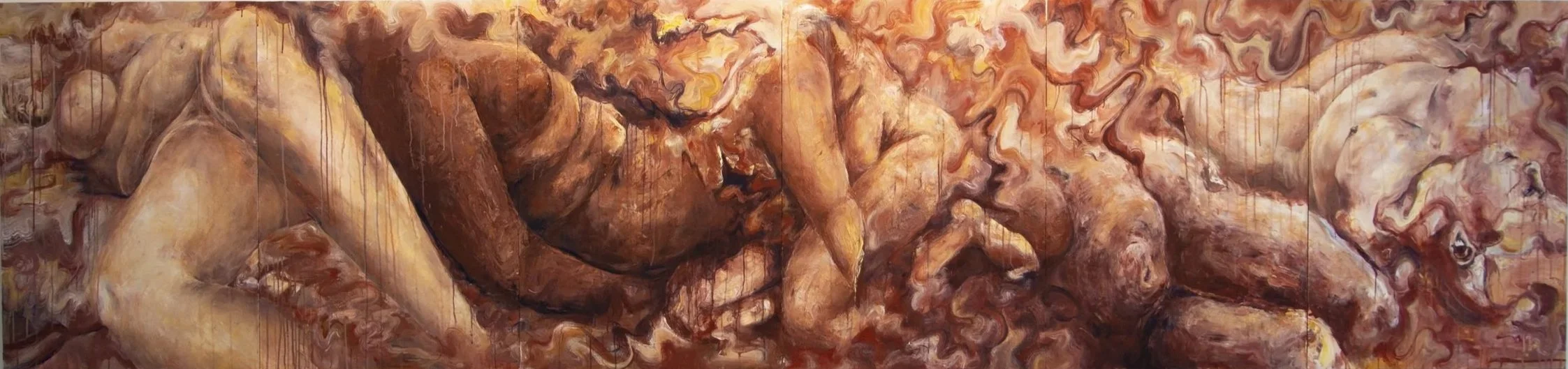 Entanglement,
Acrylic Paint on Wood,
H 84cm x W 356cm (6 panels that can be separated for transport)