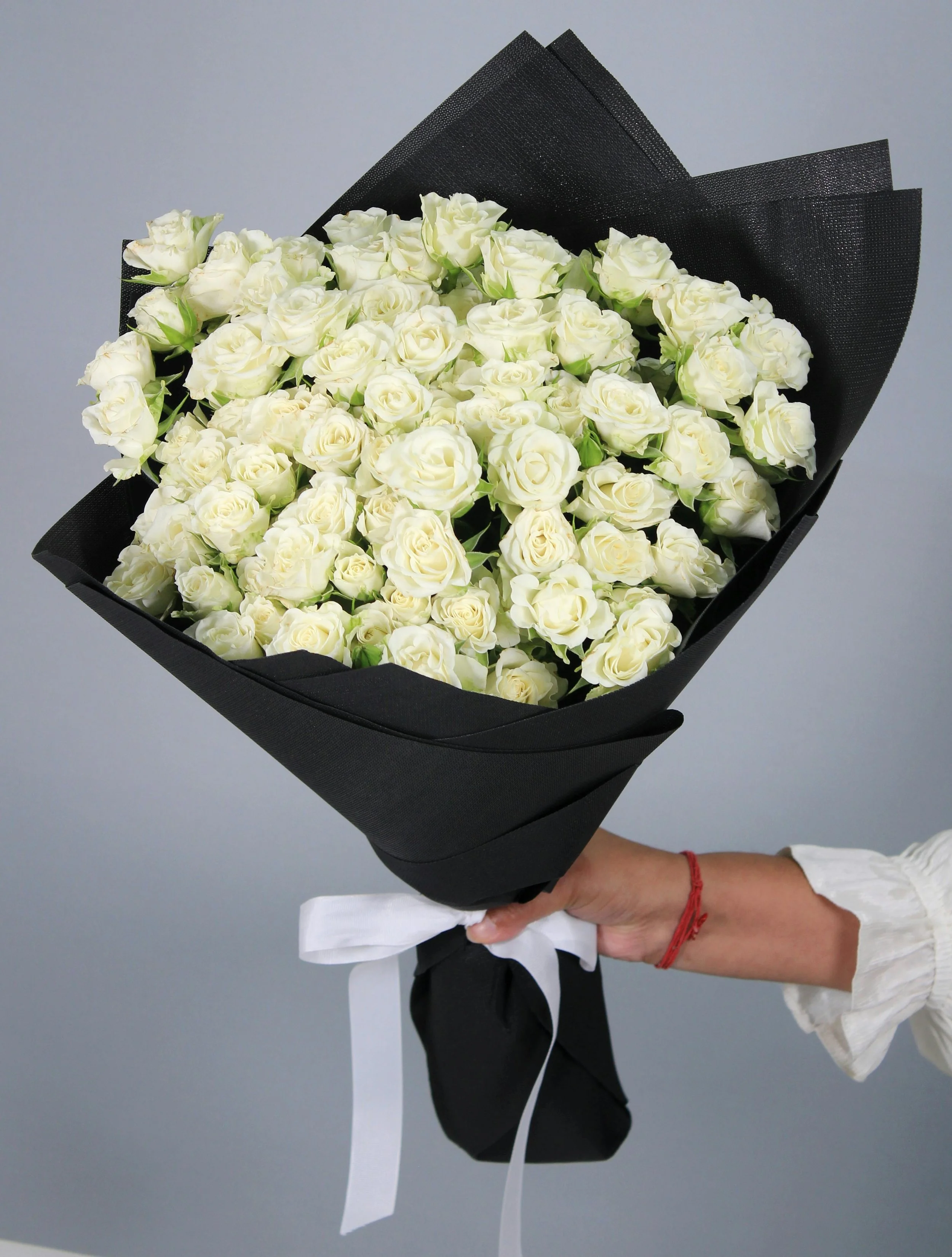 Black Large Bouquet With White Roses