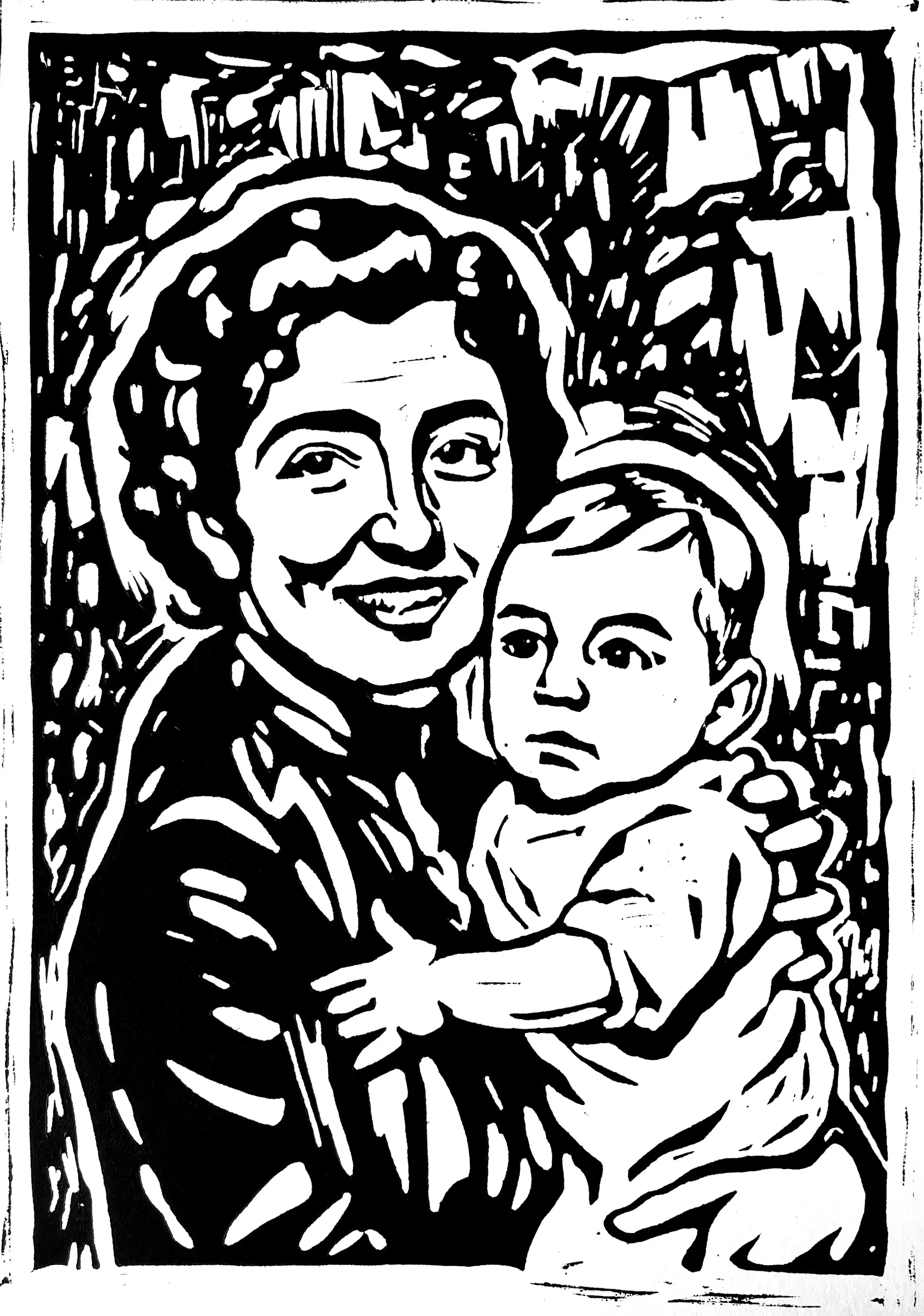 In the Beginning, 2026, Linocut on paper, 12 x 18 in.