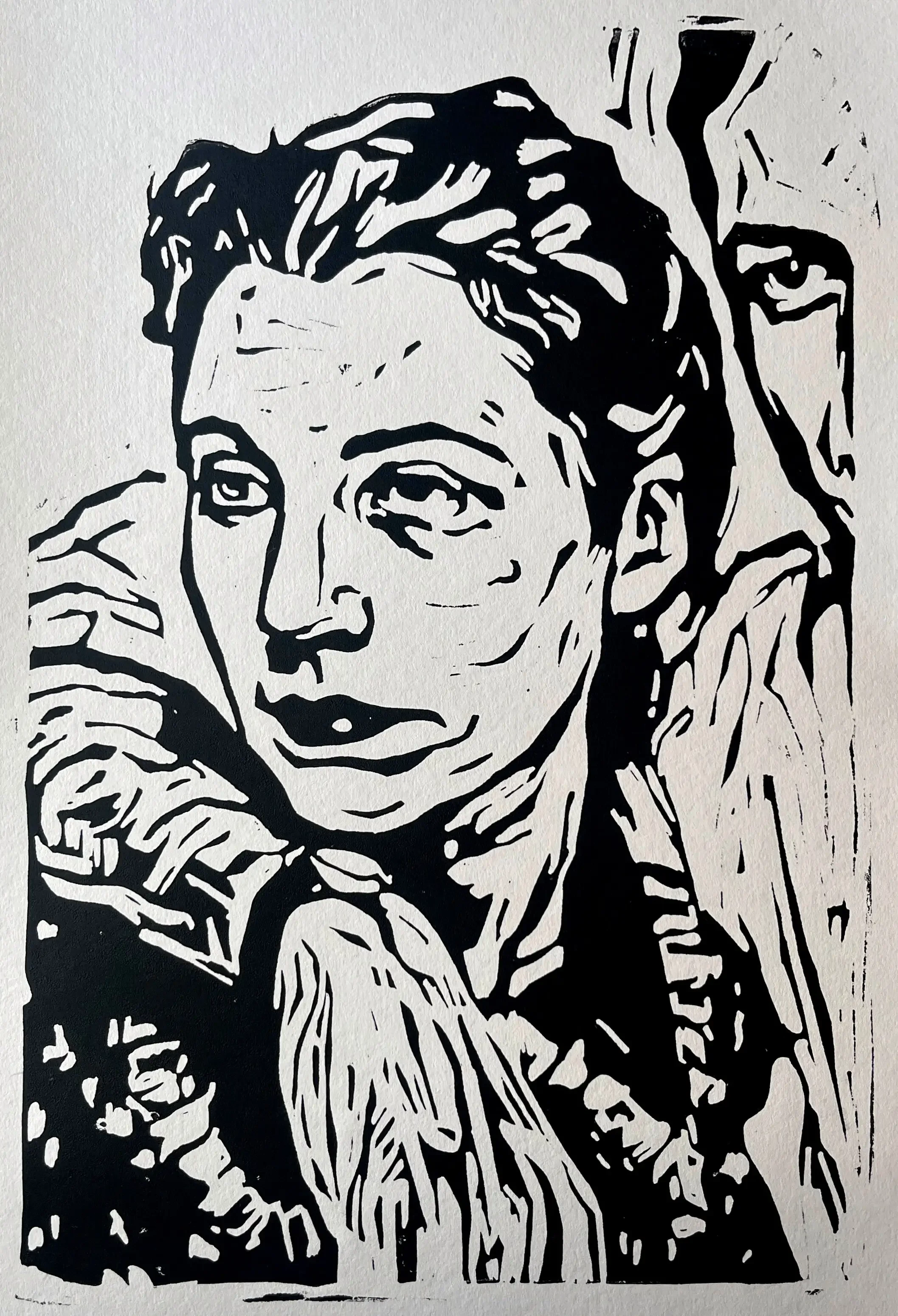 Betrothed, 2026, Linocut on paper, 18x12 in.