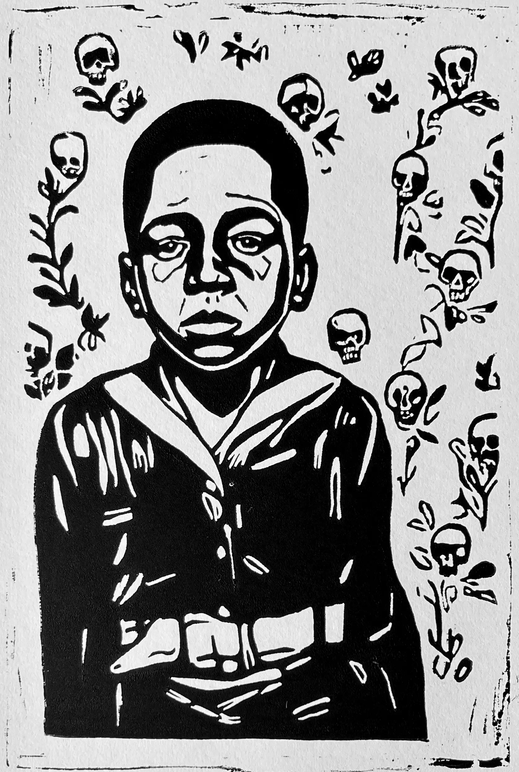 My Play Was Brief, 2025, Linocut on paper, 12 x 18 in.