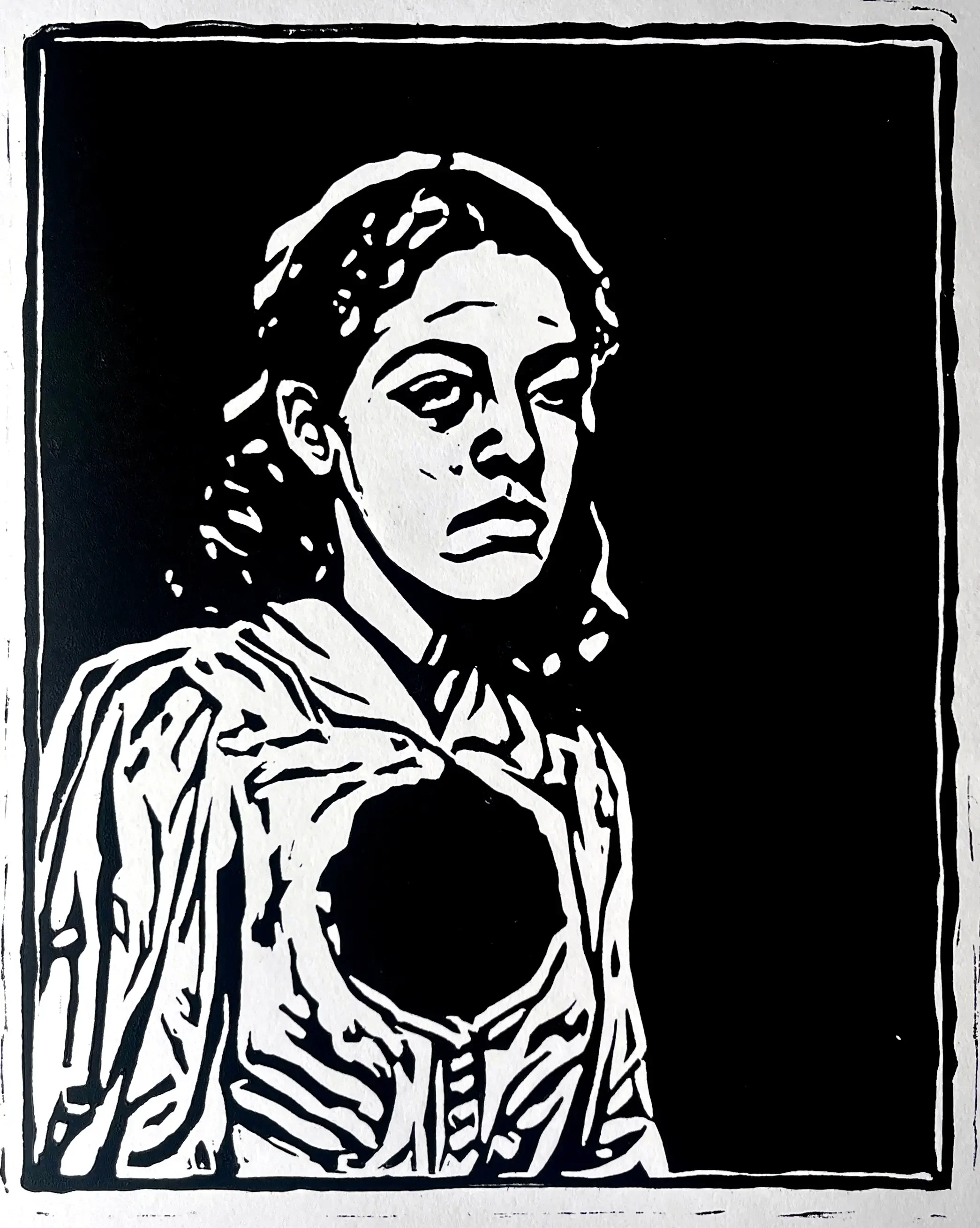 Idiopathic, 2026, Linocut on paper, 18x12 in.
