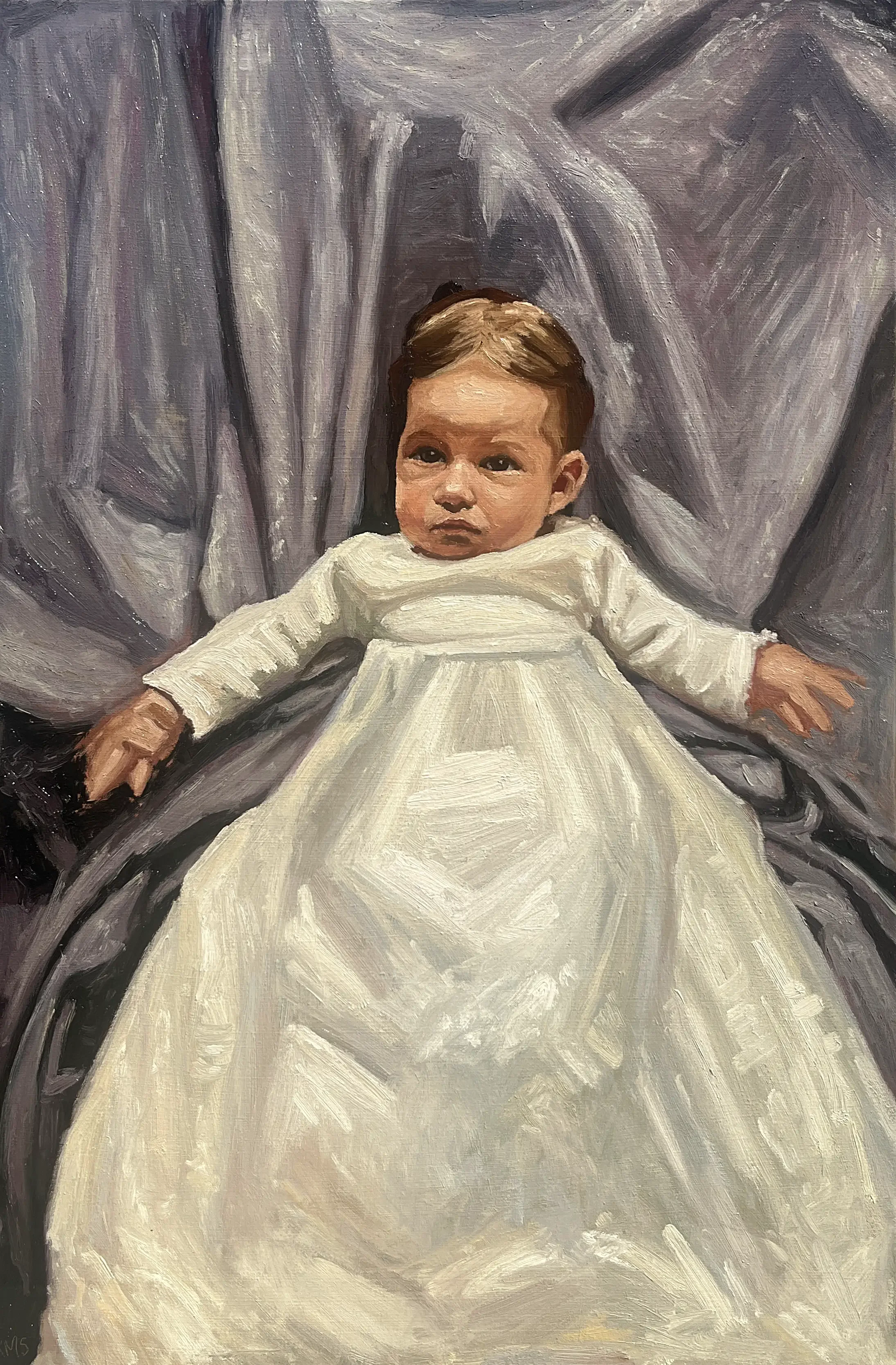 Child with Mother in Hiding, 2026, Oil on linen, 36x24 in