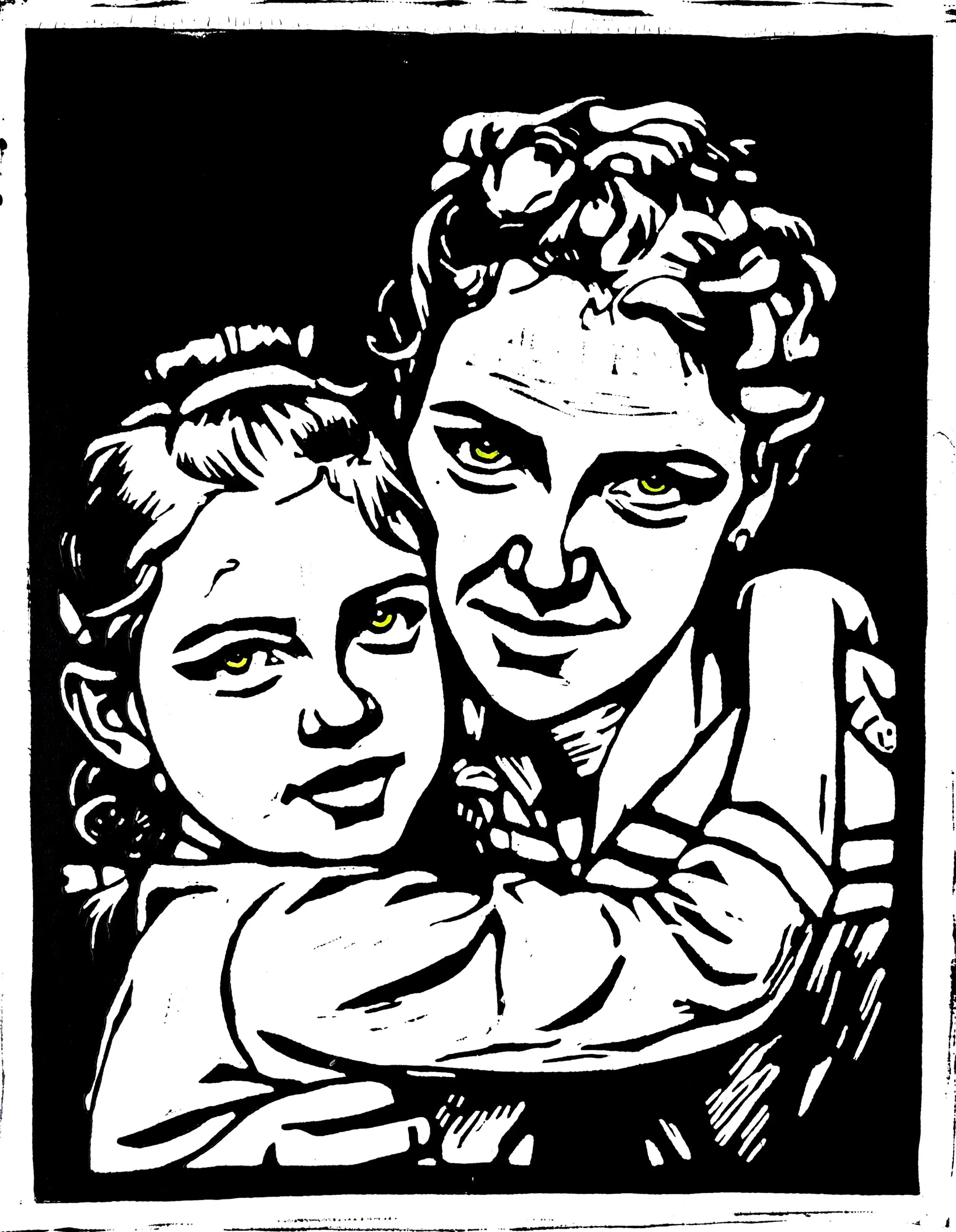 Inheritance, 2026, Linocut and colored marker on paper, 12 x 18 in.