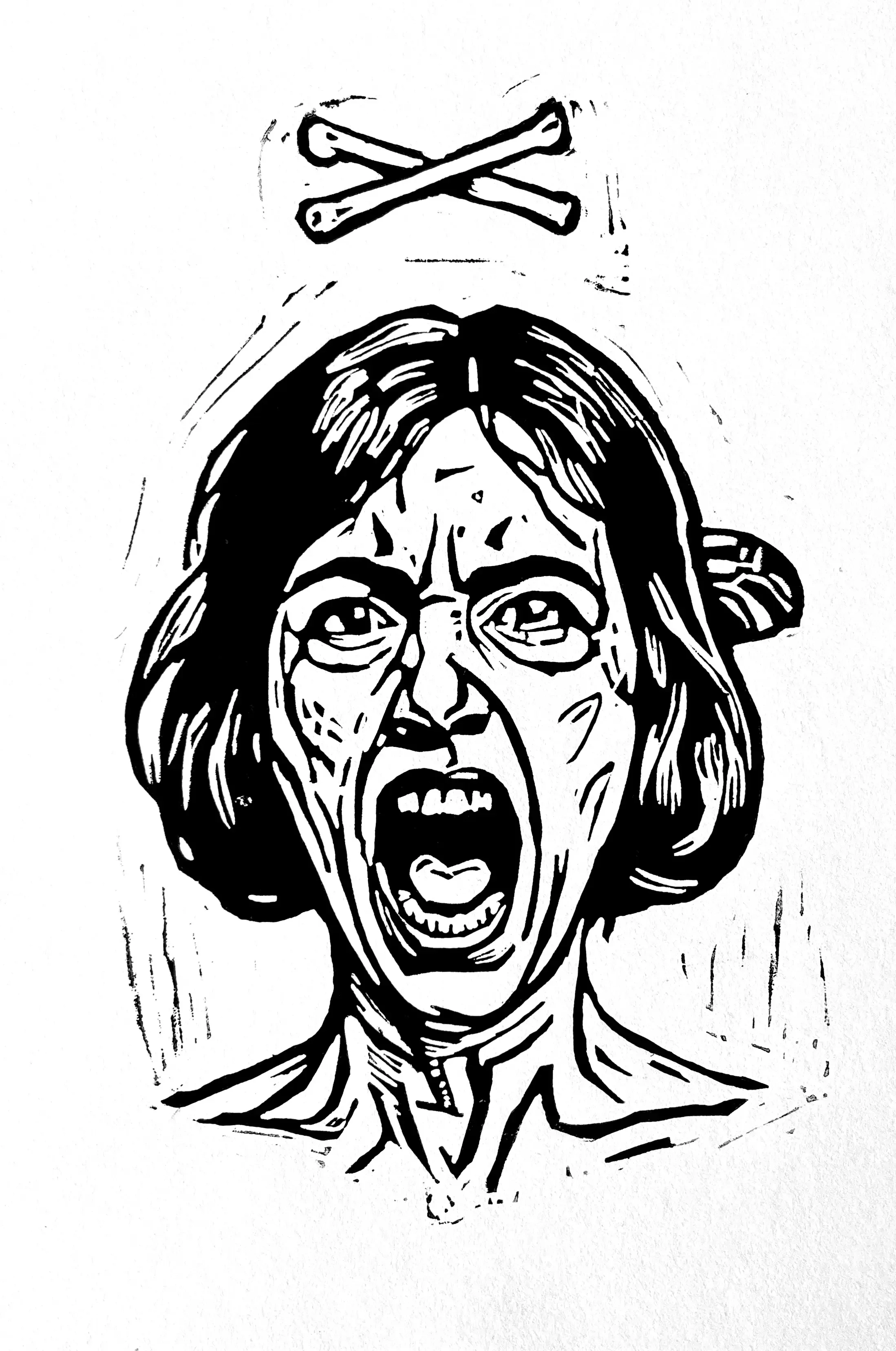 Caterwaul, 2025, Linocut on paper, 9 x 12 in.