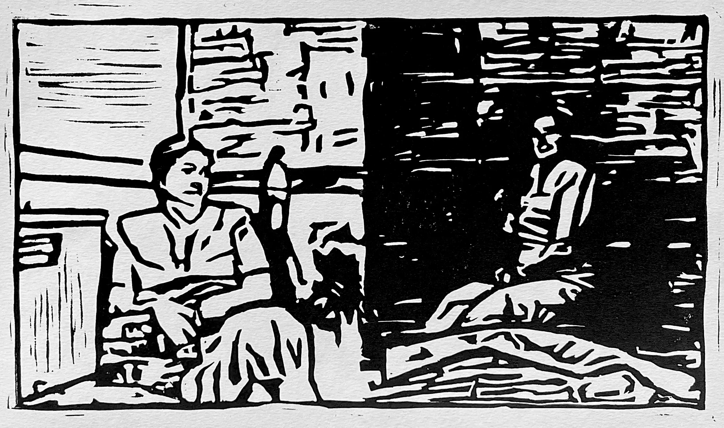 Lucid Dread, 2025, Linocut on paper, 12 x 18 in.