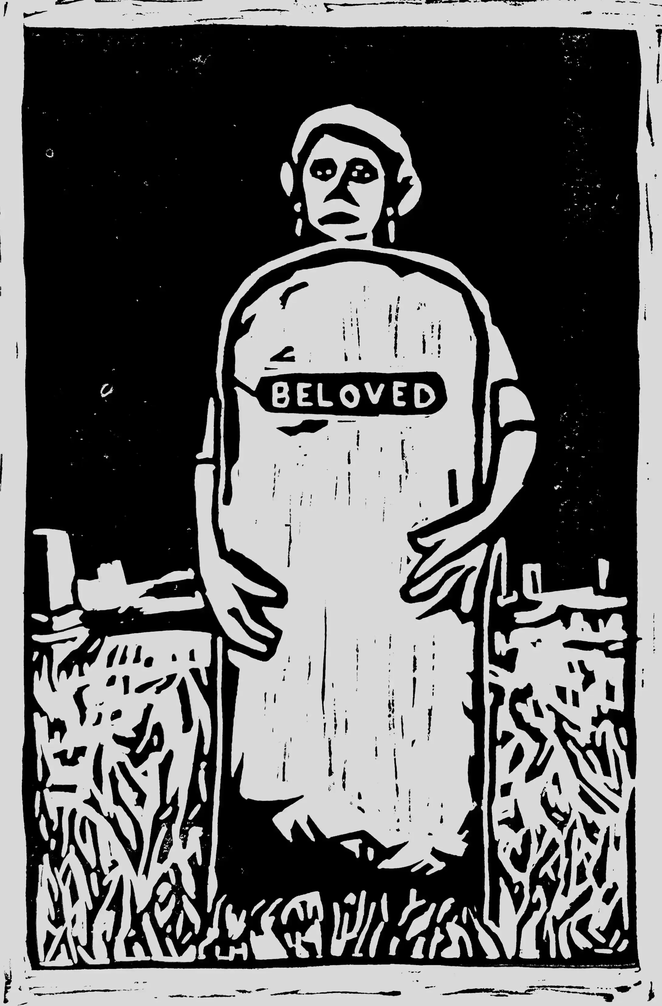 Into Your Arms, 2025, Linocut on paper, 12x9 in.