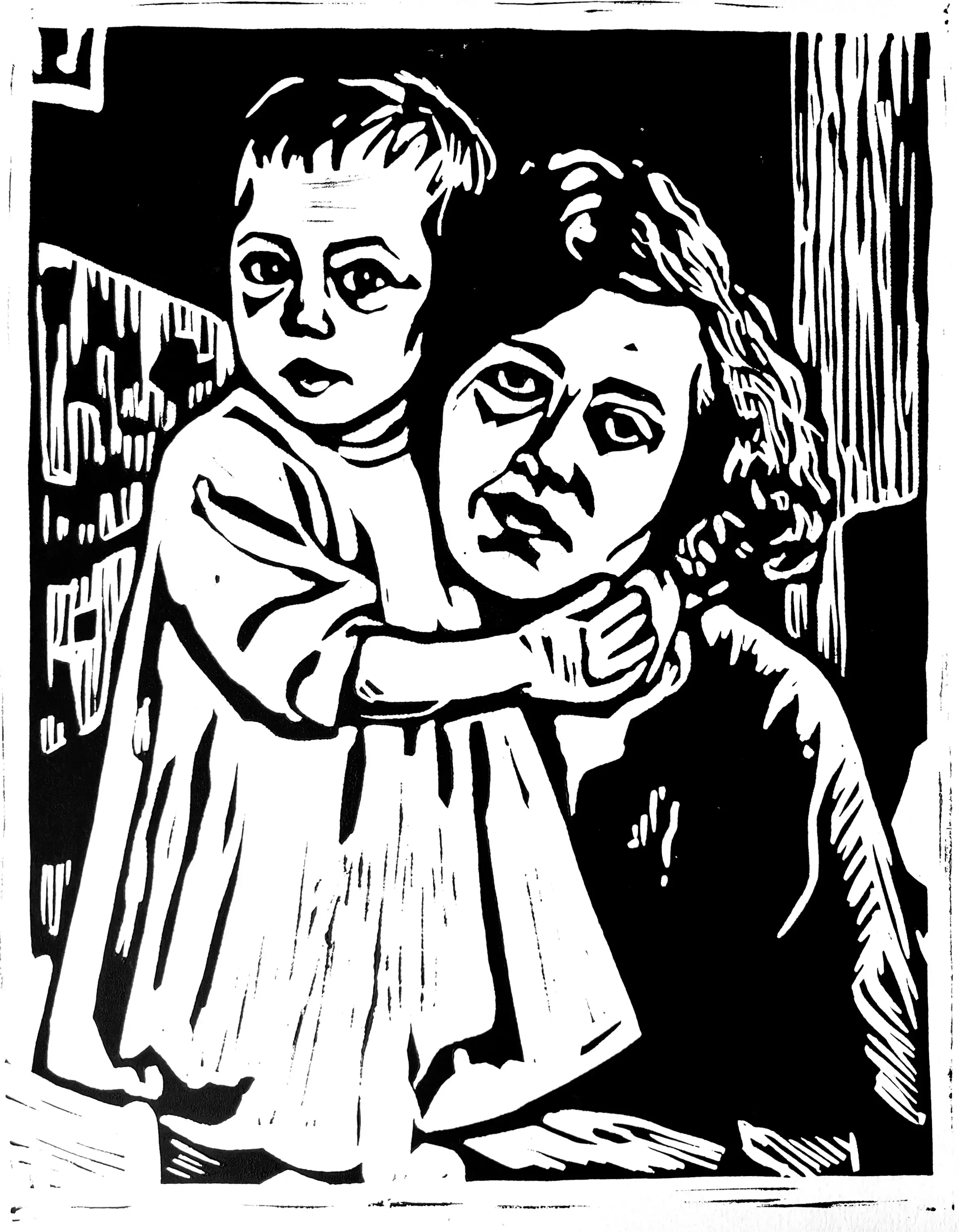 The First Born, 2026, Linocut on paper, 12 x 18 in.