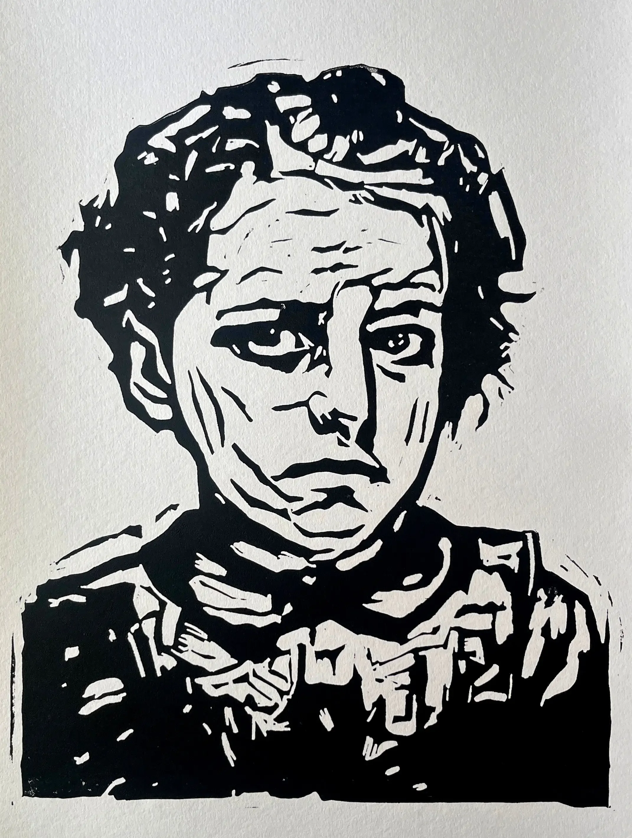 This Sadness will Last Forever, 2026, Linocut on paper, 18x12 in.