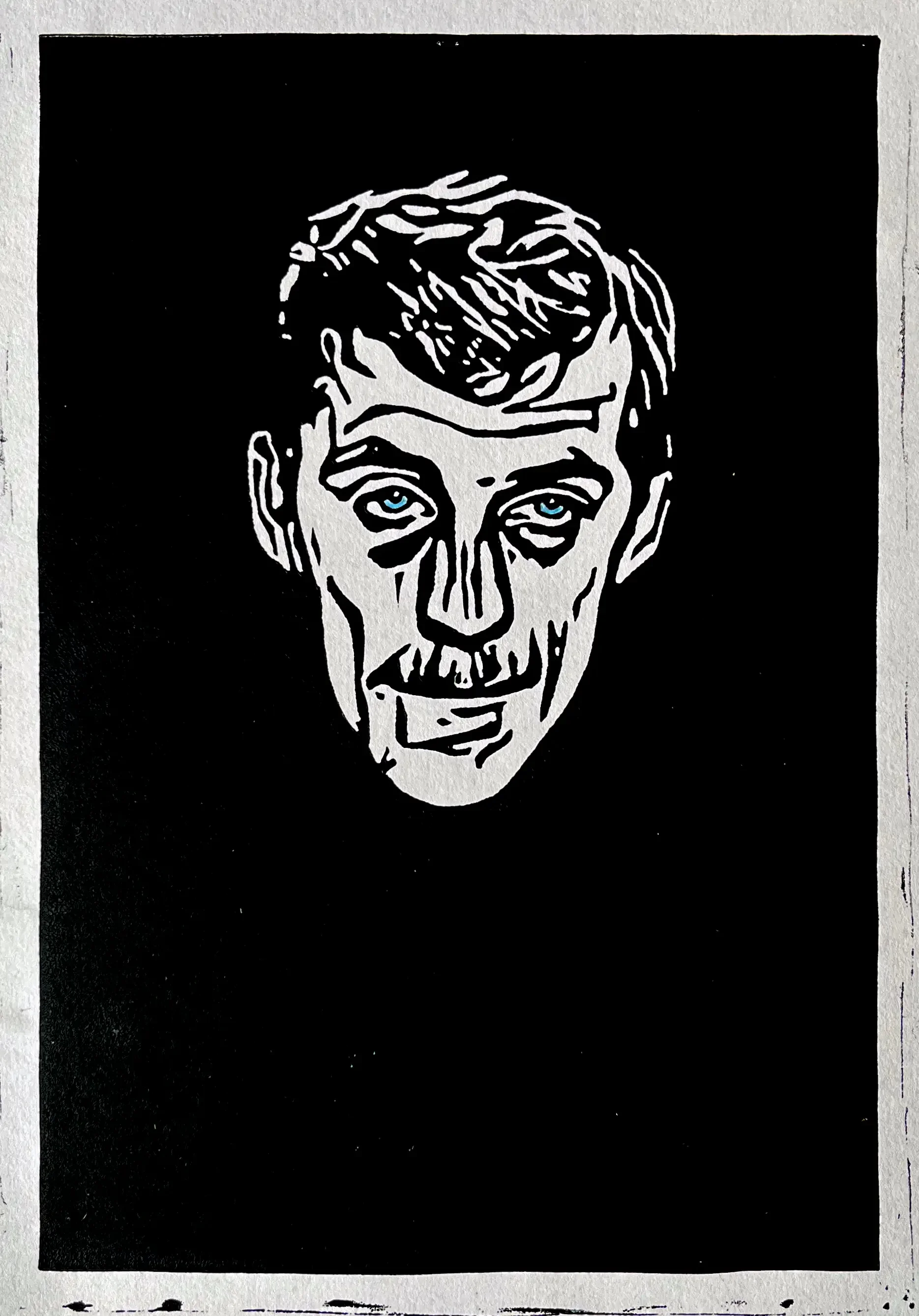 Forsaken, 2025, Linocut and colored pencil on paper, 12 x 18 in.