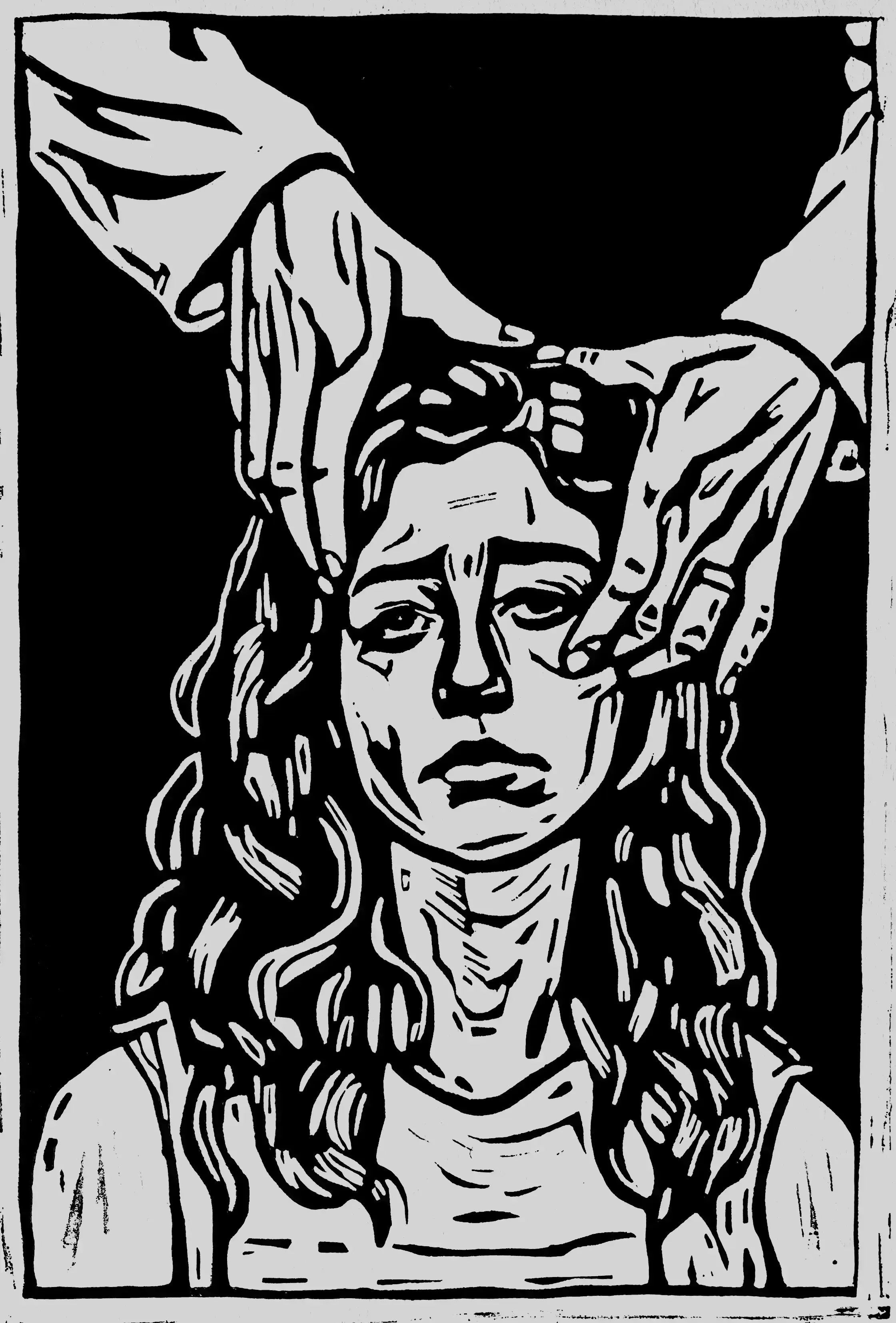 Psychiatry, 2025, Linocut on paper, 18x12 in.
