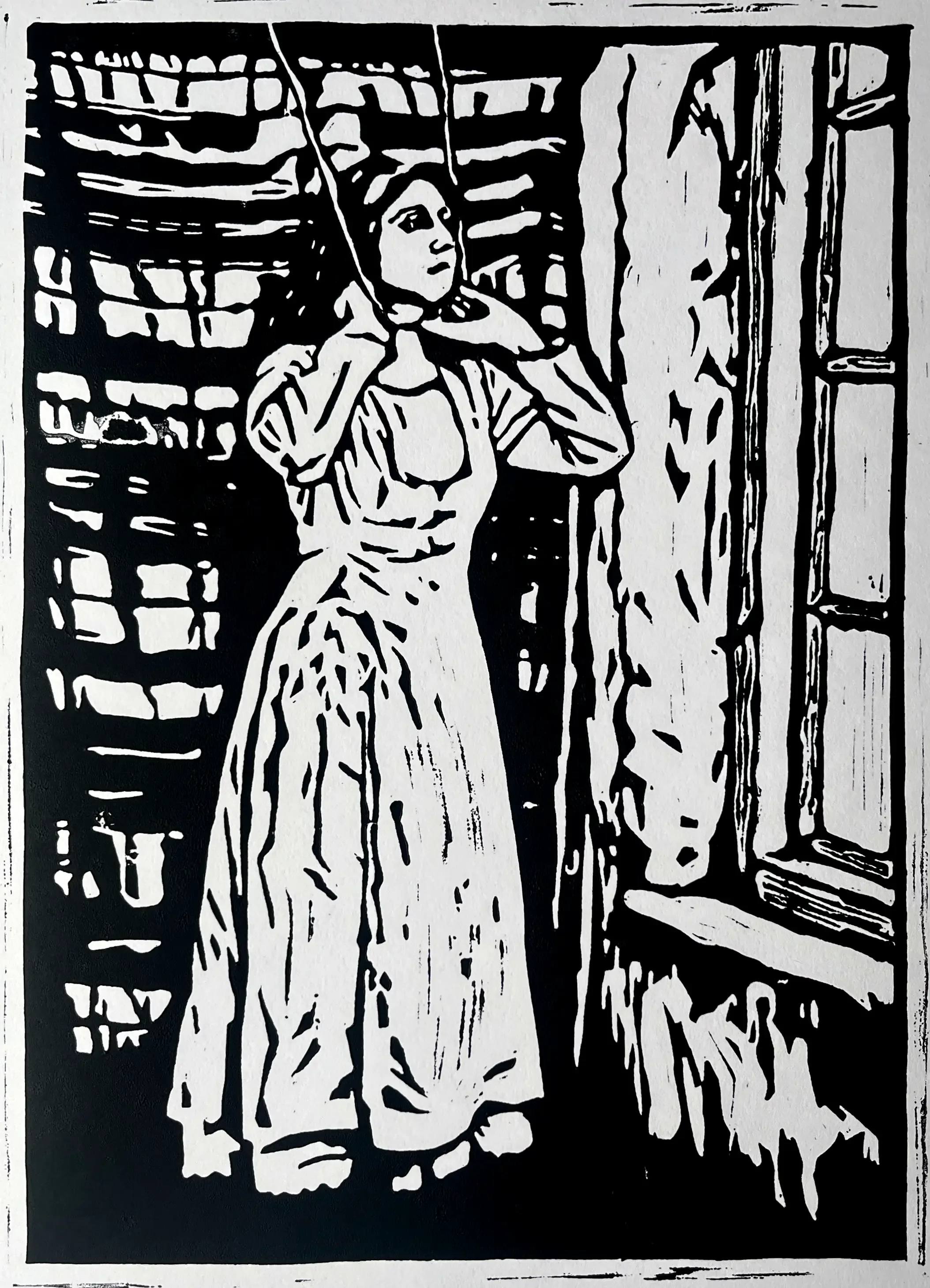 I Wish, I Wish, I Wish in Vain, 2026, Linocut on paper, 18x12 in.
