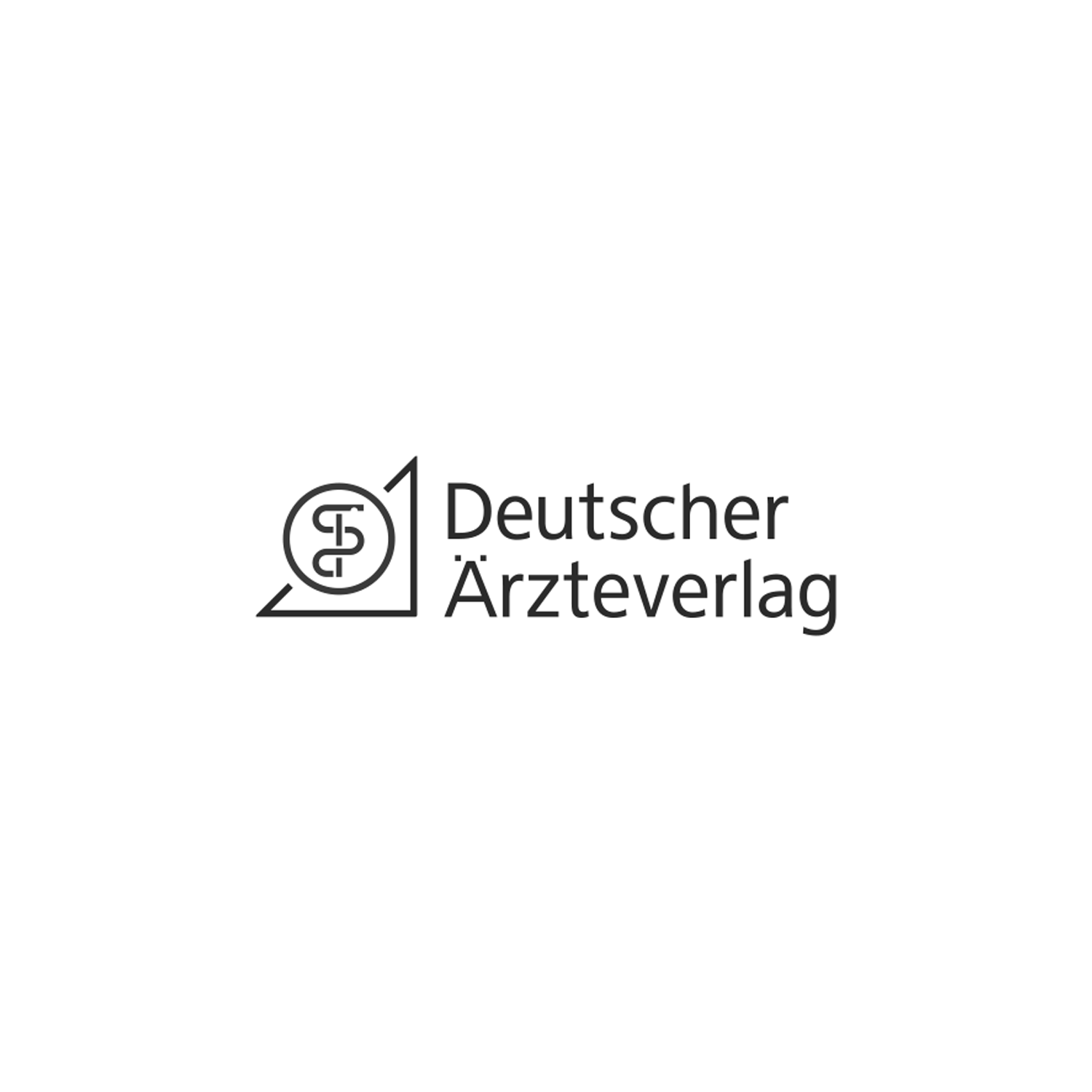 Logo des Deutschen Ärzteverlags mit einem Kreis, einem Blatt und einem Stethoskop, daneben der Text 'Deutscher Ärzteverlag'.