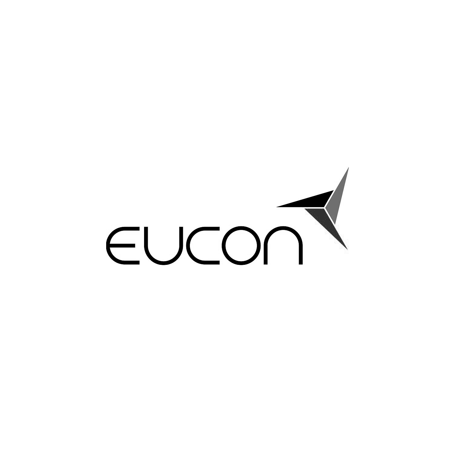 Das Bild zeigt das Logo der Firma 'EUCON' mit einem schwarzen und grauen abstrakten Dreieck-Design neben dem Schriftzug.