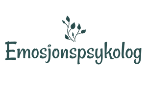 Logo with a branch and leaves above the text 'Emosjonspsykolog' in a dark teal color.
