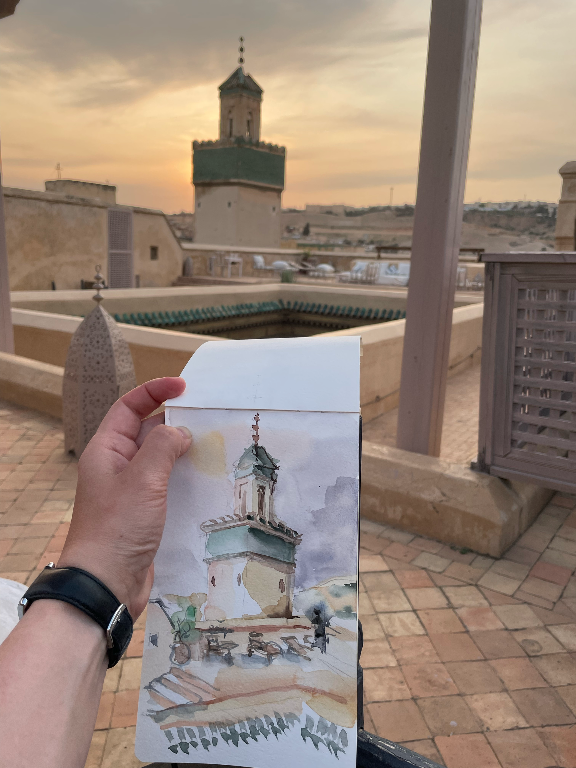 A minaret in Fez, Morocco