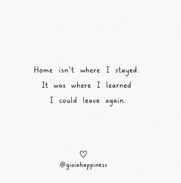 A visual reflection on home, belonging and independence , sometimes home is where we learn that it is safe to leave again.