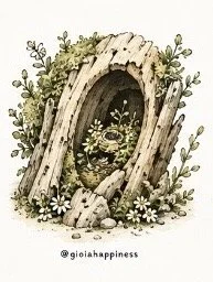 The transformed structure becomes shelter for another life, suggesting that what we create may eventually belong to someone else.
