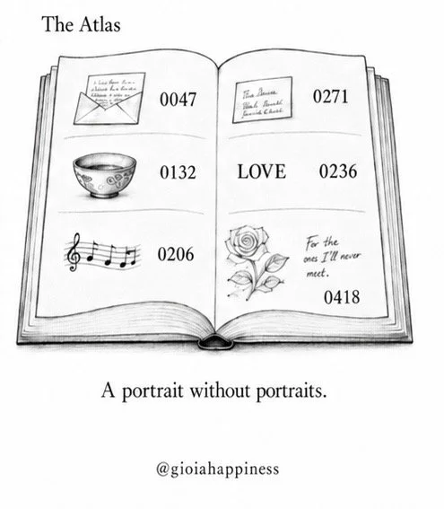 An archive of objects, words, music and memories becomes a portrait without a face, exploring identity through the traces a person leaves behind.