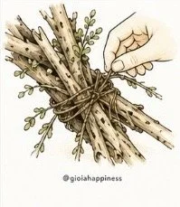 Hands bind separate pieces of wood together, turning individual fragments into a structure that can support something new.