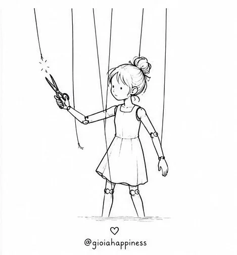 A girl begins cutting her puppet strings, exploring freedom, agency and the courage to question what once controlled her.