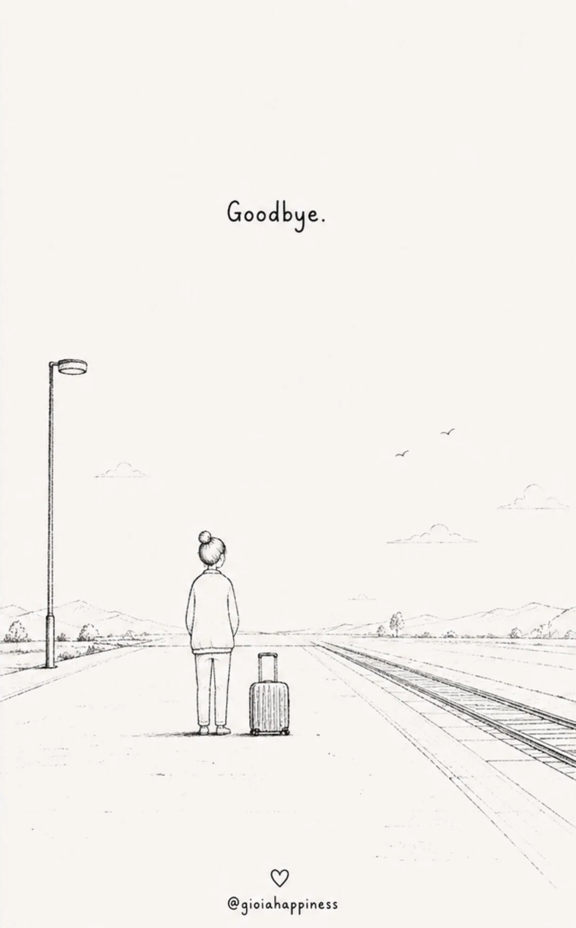 A traveller waits alone at an empty train station, reflecting on departure, uncertainty and the feeling that leaving means an ending.