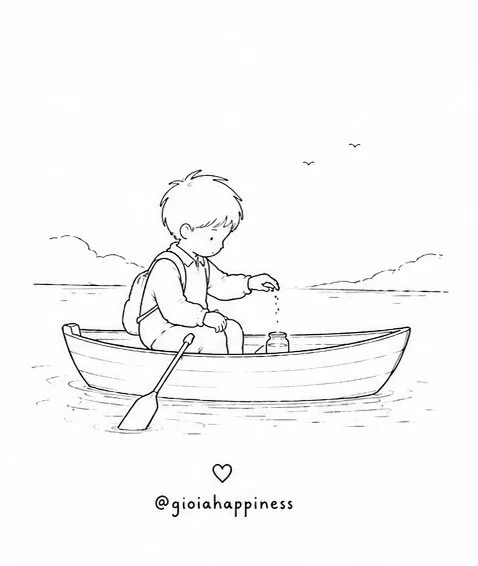 A boy travels by boat carrying seeds, exploring how small individual actions can move beyond the places where they begin.
