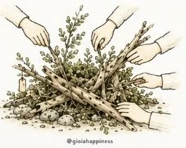 Many hands reshape the same structure, showing how transformation can emerge through participation rather than a single creator.