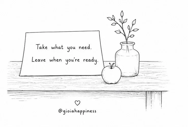 A boy leaves an apple and a simple invitation for the next stranger, passing forward the generosity that once inspired him and allowing a new story to begin.