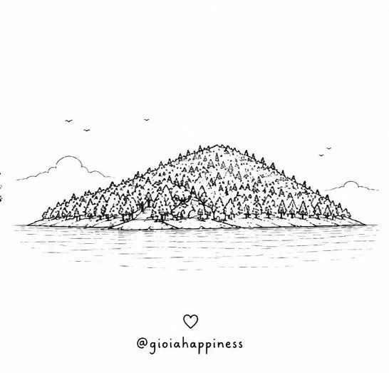 An island covered in trees reveals how repeated small actions can gradually transform an entire landscape.