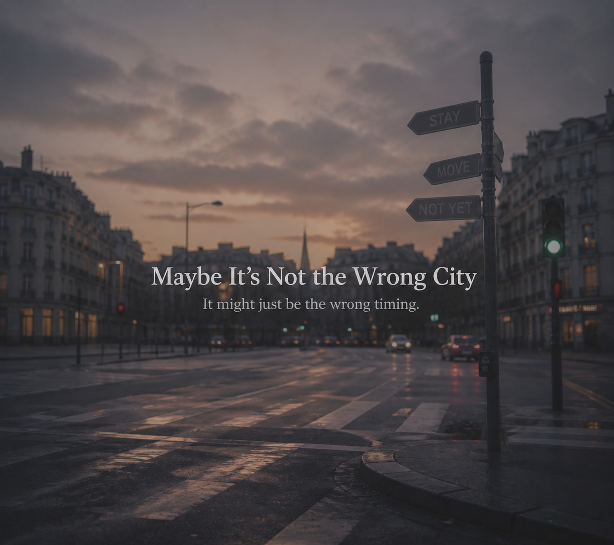 Reflection on whether discomfort comes from the city itself or from our current stage of life.