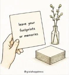 Visitors are invited to leave footprints, memories or small traces, becoming part of an artwork that continues to change.