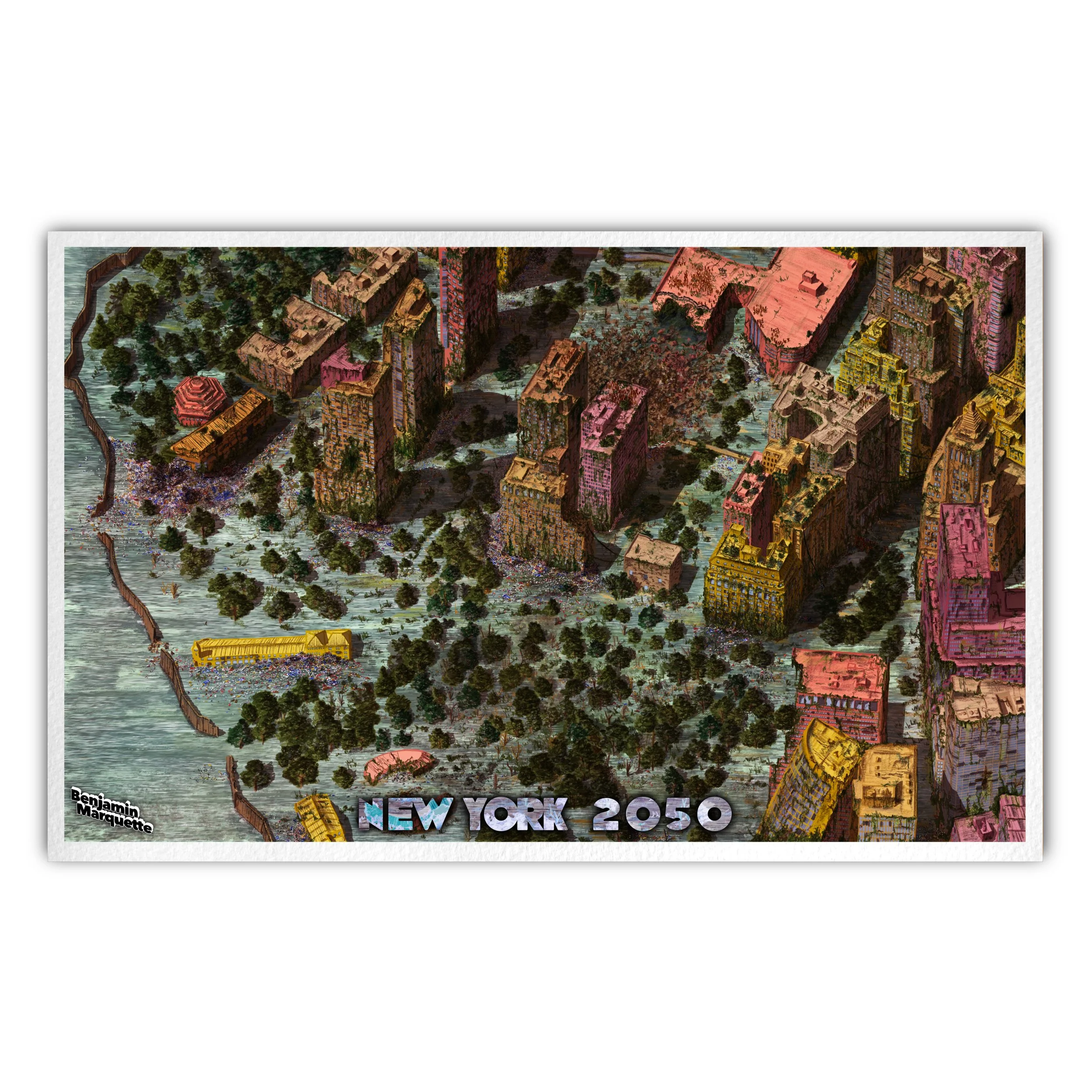 NEW YORK 2055 (Wall Street) Macro-illustration DYSTOPIE (Édition signée & numérotée)