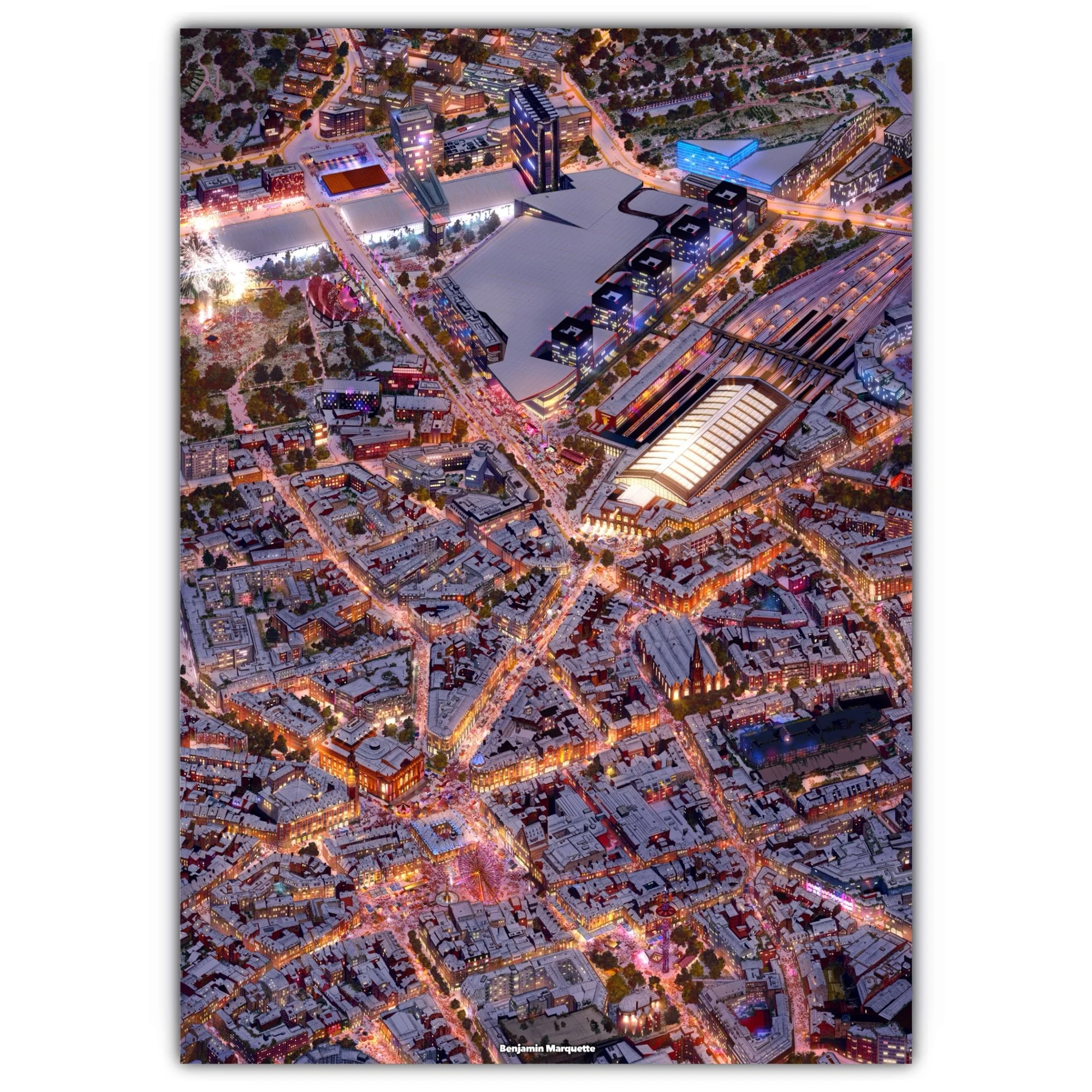 LILLE (Centre) Macro-illustration ENNEIGÉE NUIT (Signée & Numérotée)