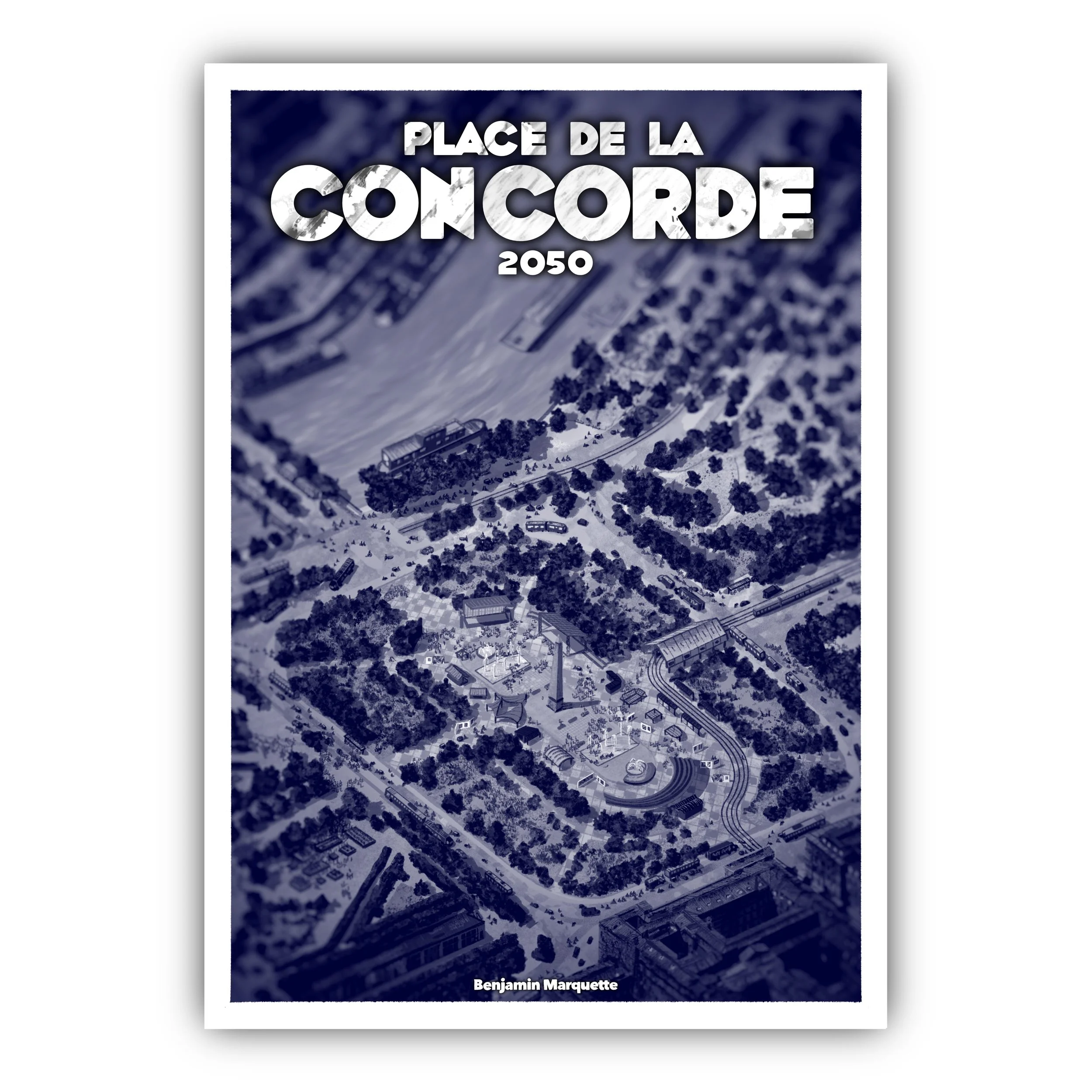 La Place Concorde, PARIS 2050, JOURNÉE & MONOCHROME (Édition Signée & Numérotée)