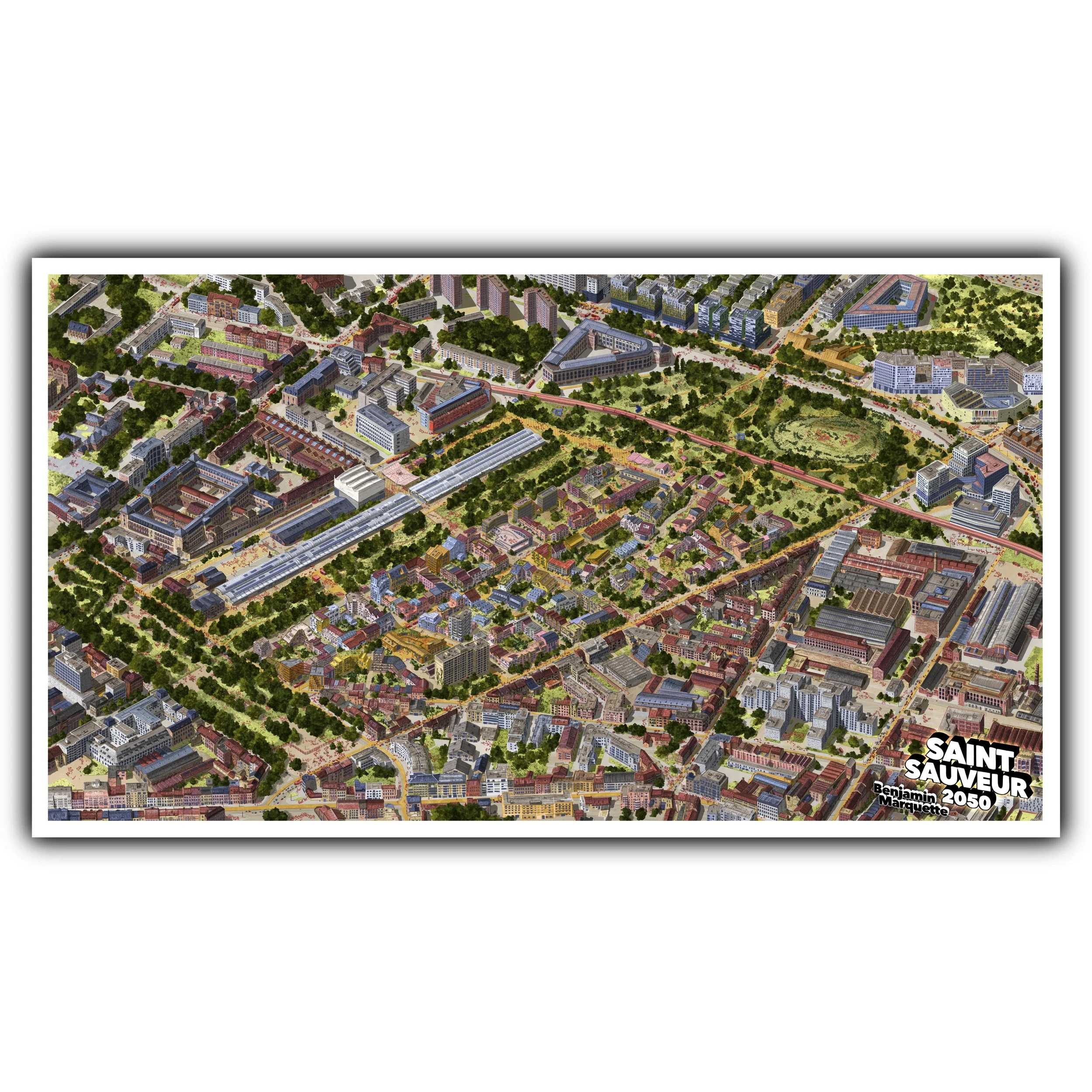 LILLE 2050 (Quartier Saint Sauveur) Macro-illustration JOURNÉE (Édition signée & numérotée)