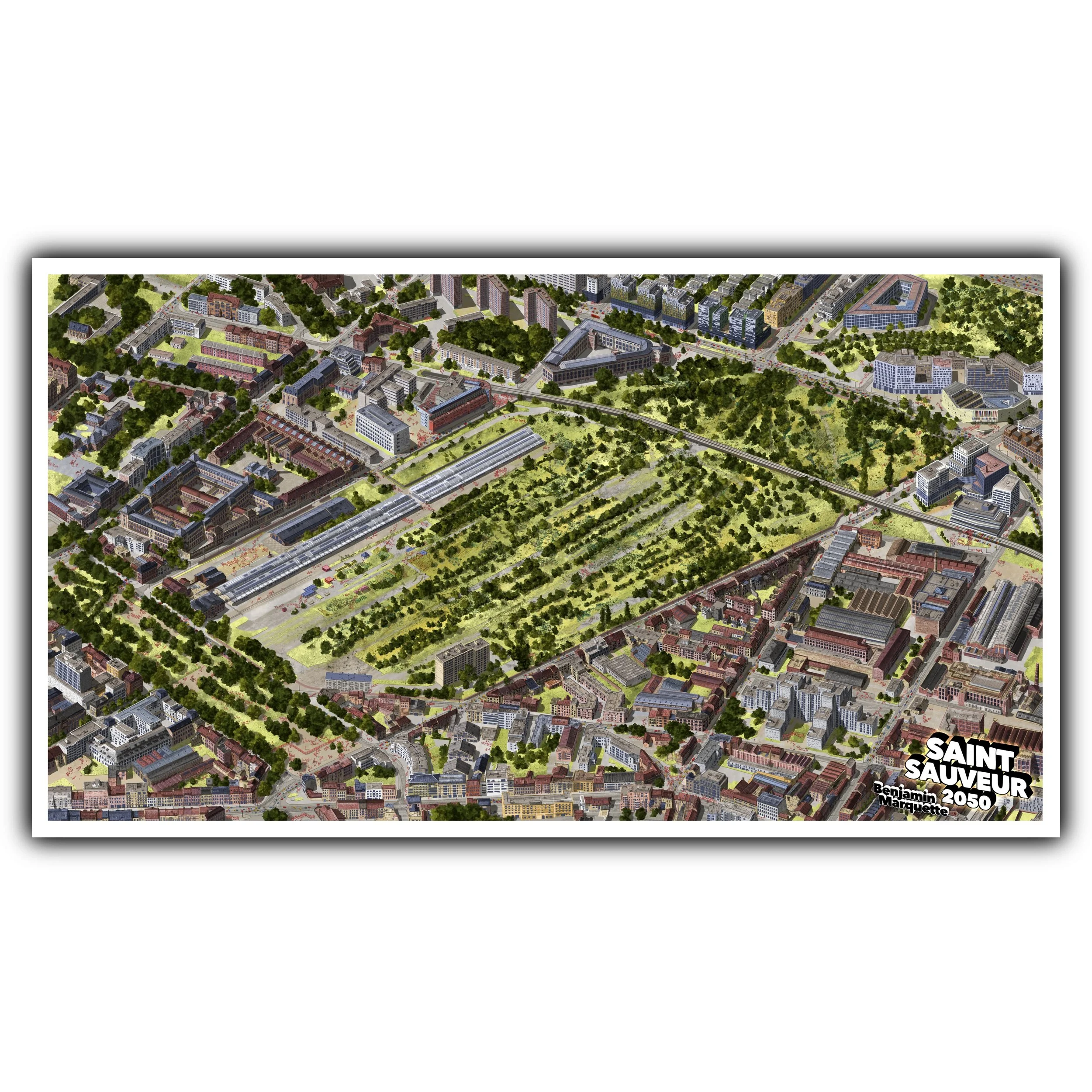 LILLE 2030 (Quartier Saint Sauveur) Macro-illustration JOURNÉE (Édition signée & numérotée)