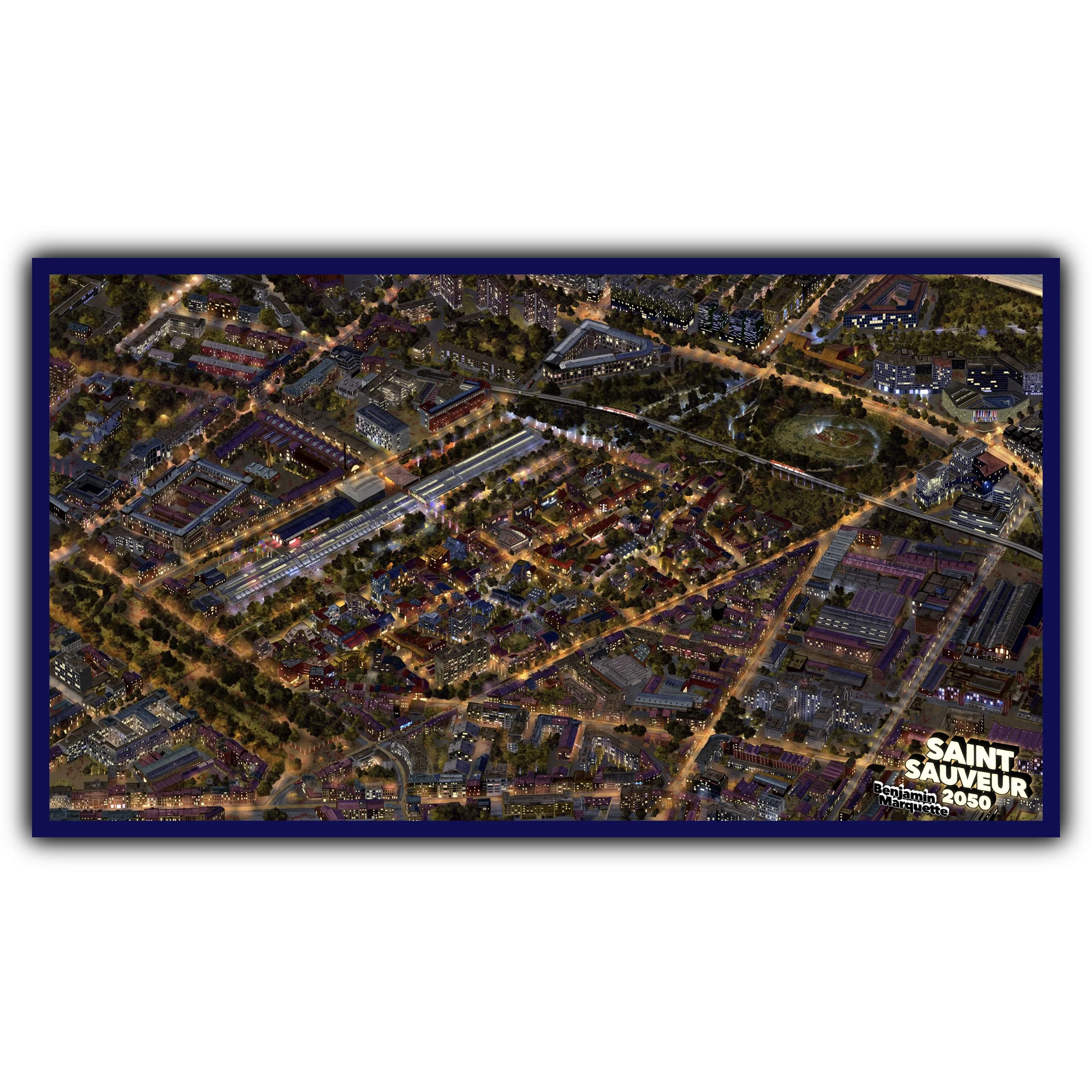 LILLE 2050 (Quartier Saint Sauveur) Macro-illustration NUIT (Édition signée & numérotée)