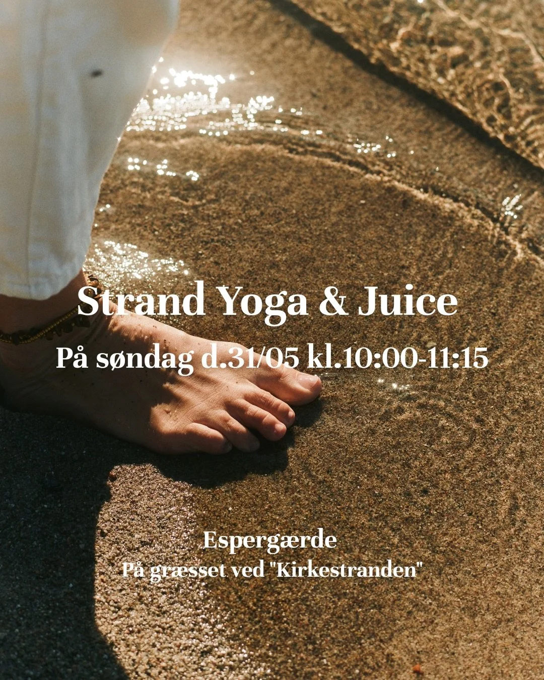 🐚 STRAND YOGALATES &amp; JUICE 🐚 

Vi rykker yogam&aring;tterne ned til vandet til en fusion af flow yoga og pilates for alle niveuaer 🌱
Der serveres efter klassen en frisklavet &oslash;kologisk juice 💚

Medbring blot dig selv og t&oslash;j du ka