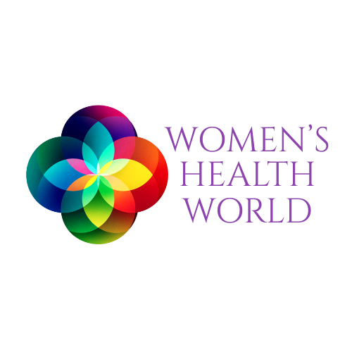 Colorful geometric floral design with the text 'Women's Day' in purple and pink, set against a black background.