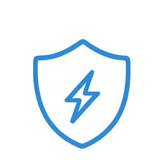 Outline of a shield with a lightning bolt in the center.