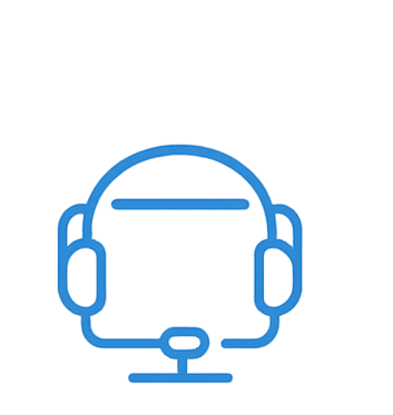 Line drawing of a customer service headset with a microphone.