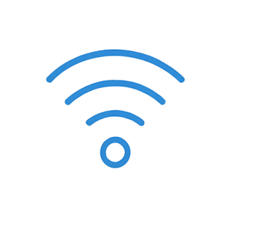 Wi-Fi signal icon in blue.