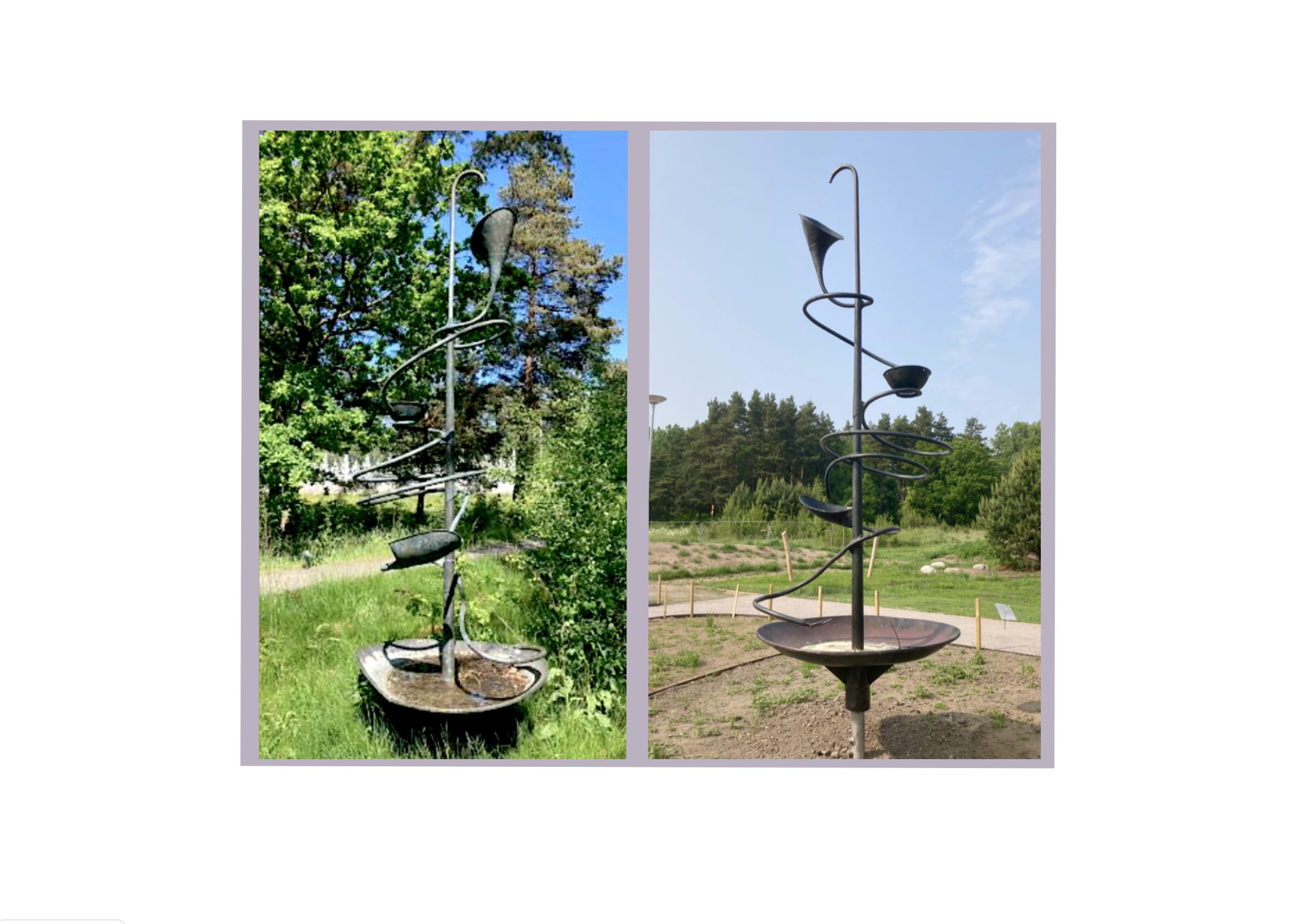 Horn skål och bjällra fontän skulptur kopparskulptur konservering restaurering Kalmar metallkonservator metallkonservering