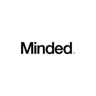 The word 'Minded.' printed in black lowercase letters with a small black dot at the end, on a white background.