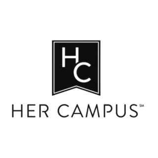 Her Campus logo with a black background and the text 'HER CAMPUS' underneath.
