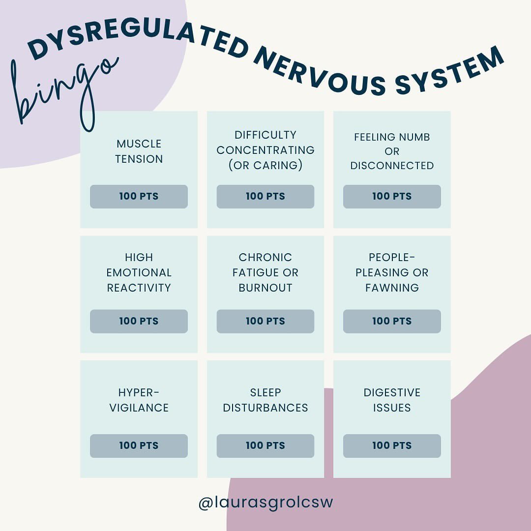 Anyone else hit bingo on this card a little too fast? 😅

These aren&rsquo;t just random symptoms &mdash; they&rsquo;re signals that your nervous system is stuck in survival mode. And unsurprisingly, being stuck in a dysregulated state over time is e