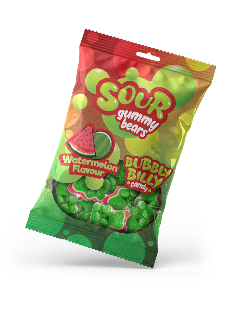 Watermelon sour gummy bears pack by Bubbly Billy Candy  Why this is ideal
