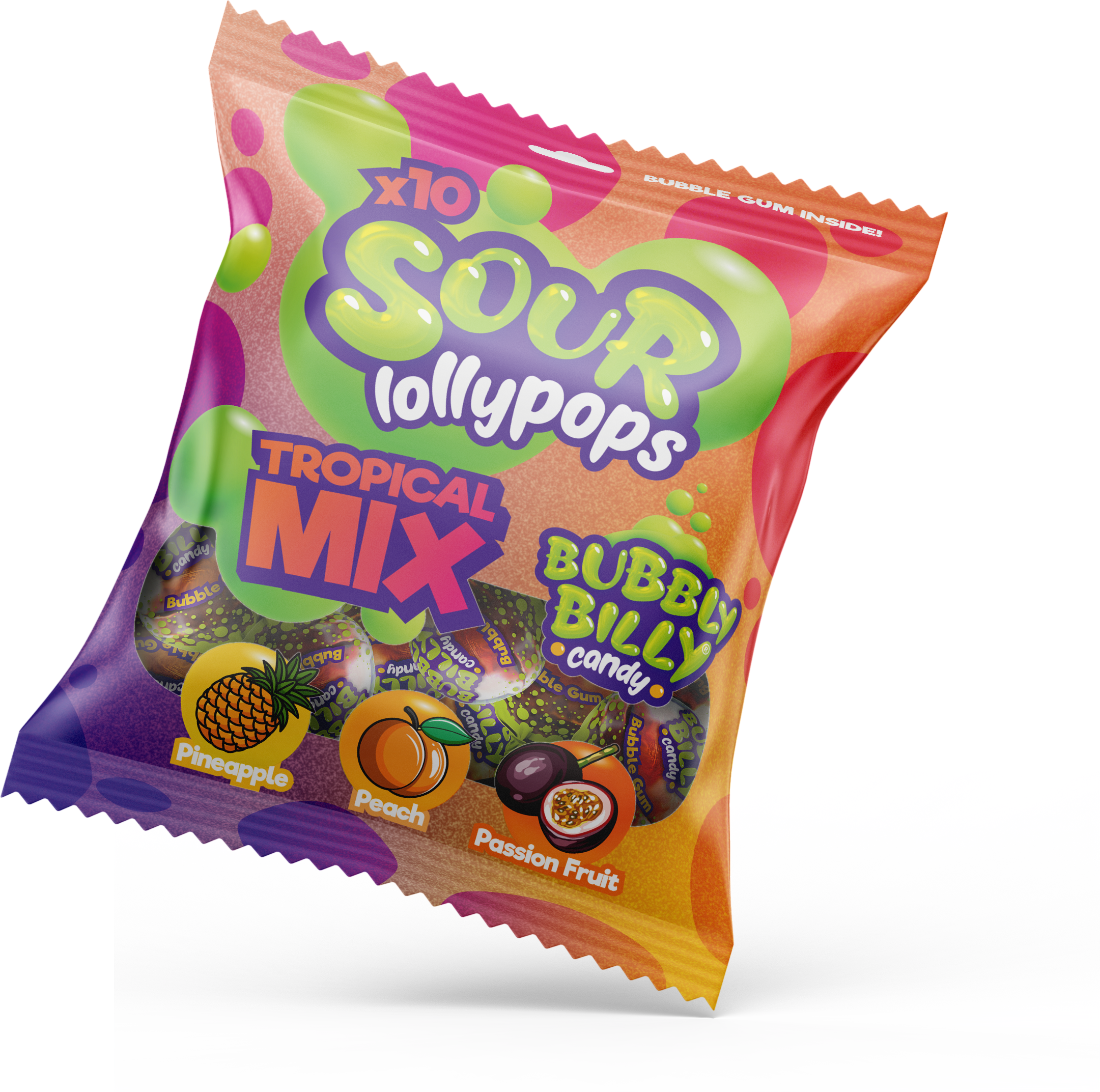 Sour lollipops party mix packs in Tropical Mix flavours